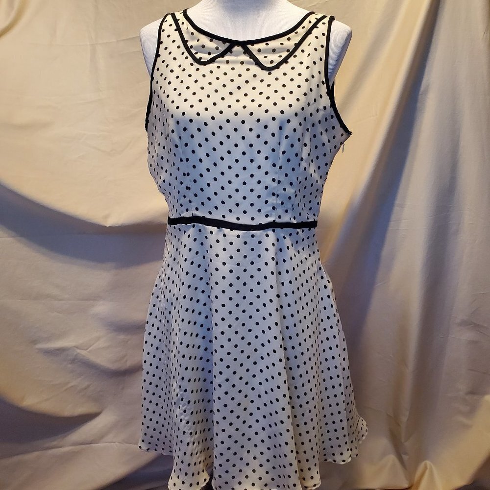 Lauren Conrad Polka-Dot Swoop Neck Midi Dress SZ Medium